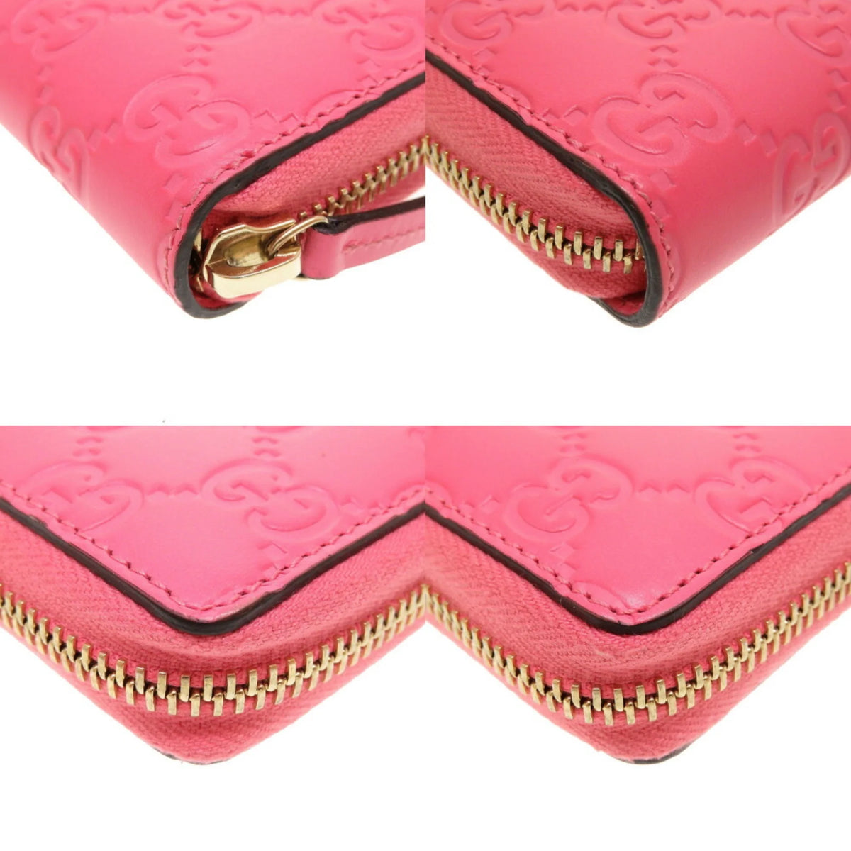 Pre-Owned Pink Leather Round Wallet Purse Z54594