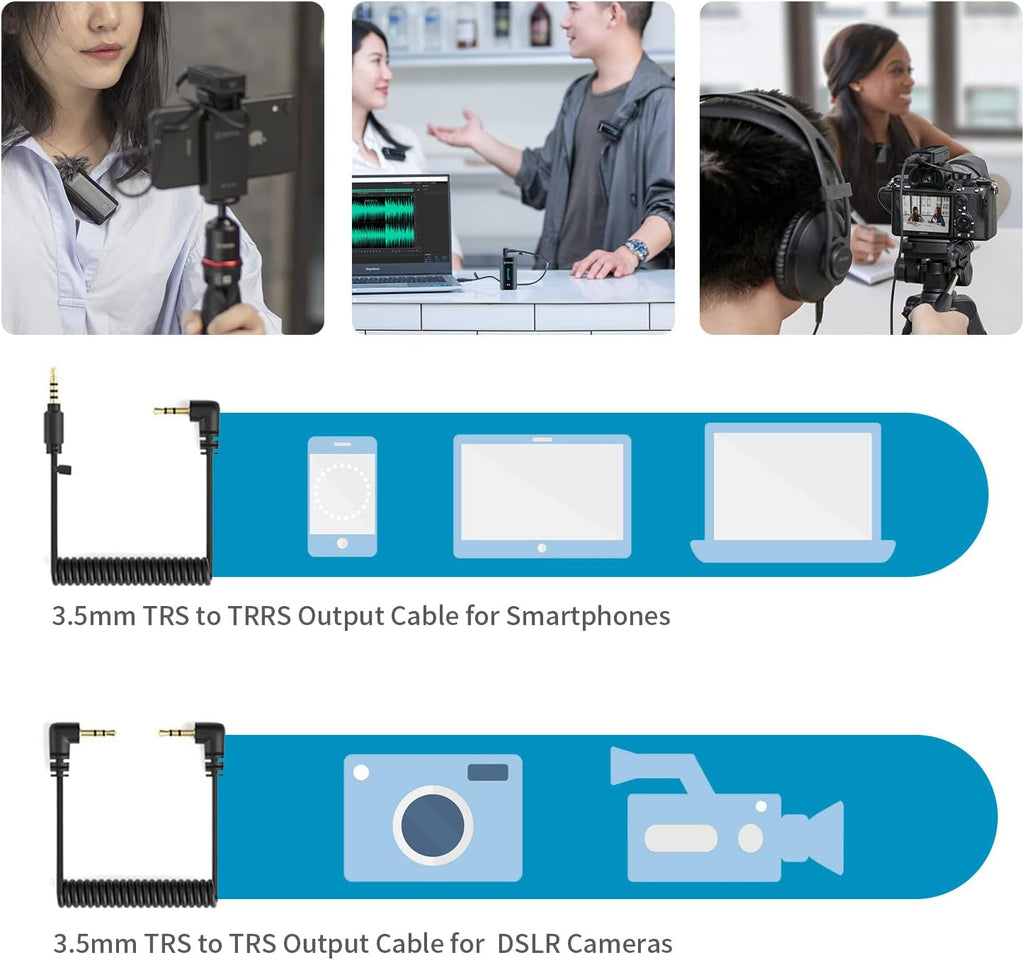 Wireless Lavalier Microphone for Camera DSLR Camcorder 2.4GHz Dual Channel Lapel Mic U235475