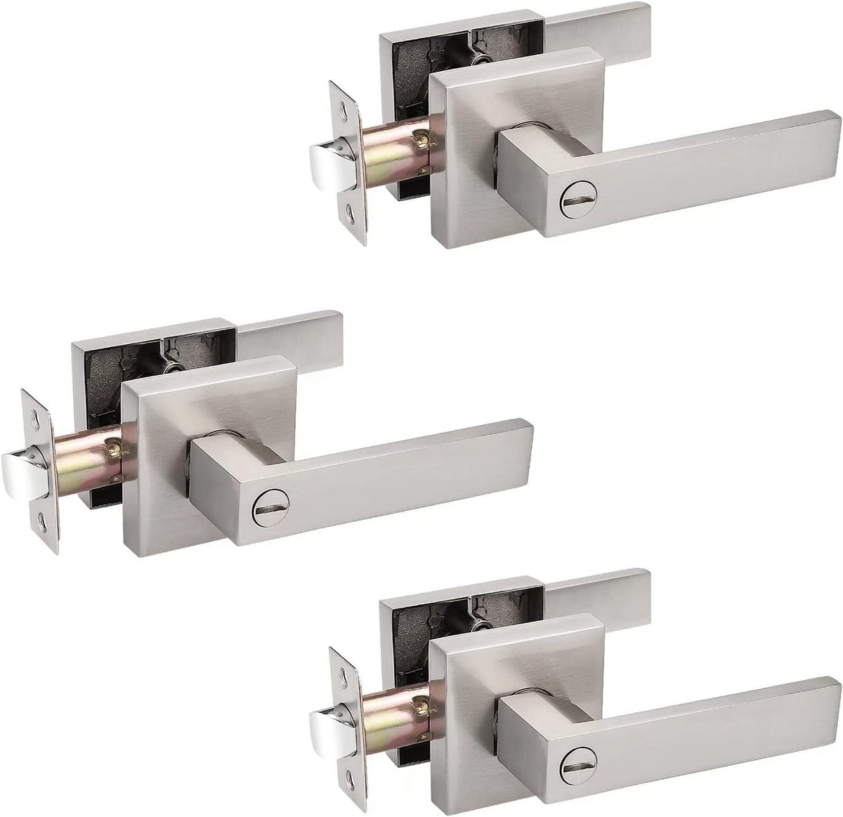 Pack of 10 Square Non-Turning Door Lever with Satin Nickel Finish J903