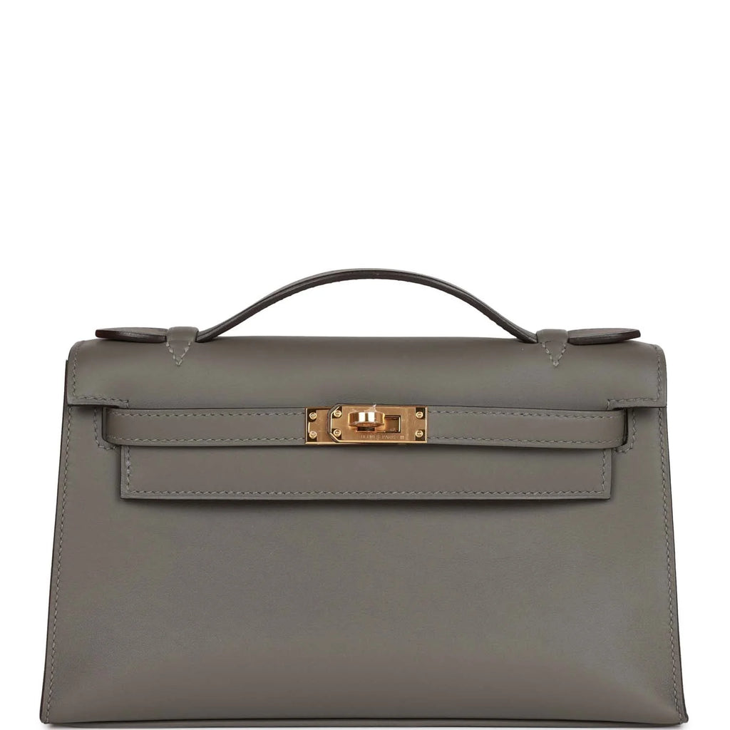 Kelly Pochette Gris Meyer Swift Gold Hardware V56424