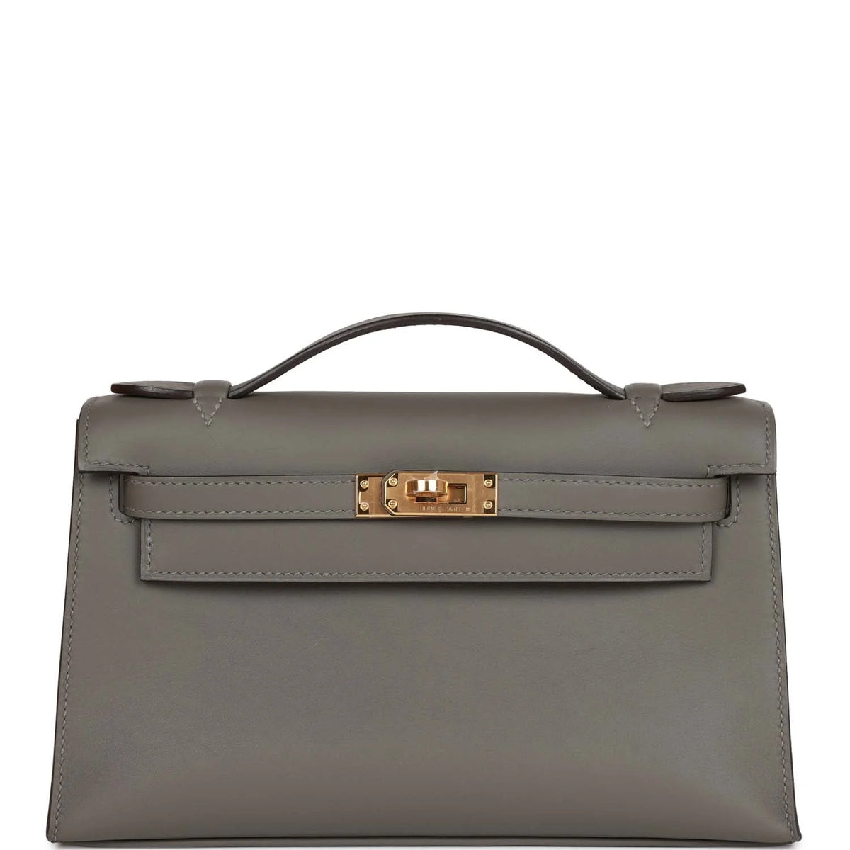Kelly Pochette Gris Meyer Swift Gold Hardware V56424