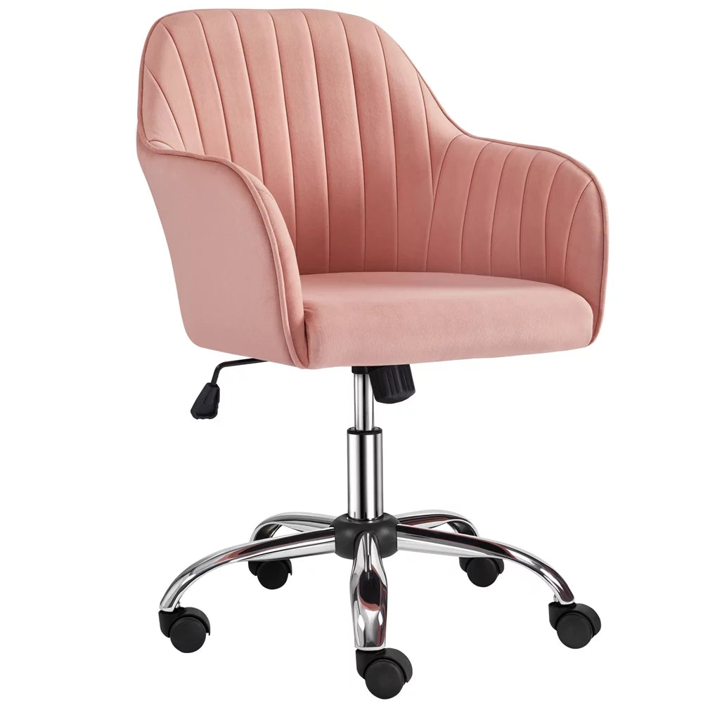 Pink Velvet Mid-Back Task Chair with Armrests H51501