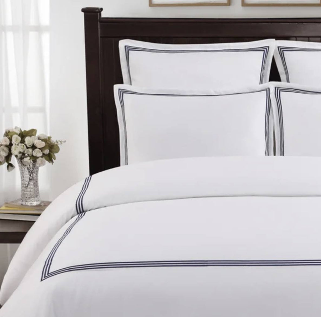 Navy Cotton Sateen 3-Piece Duvet Cover Set H38105