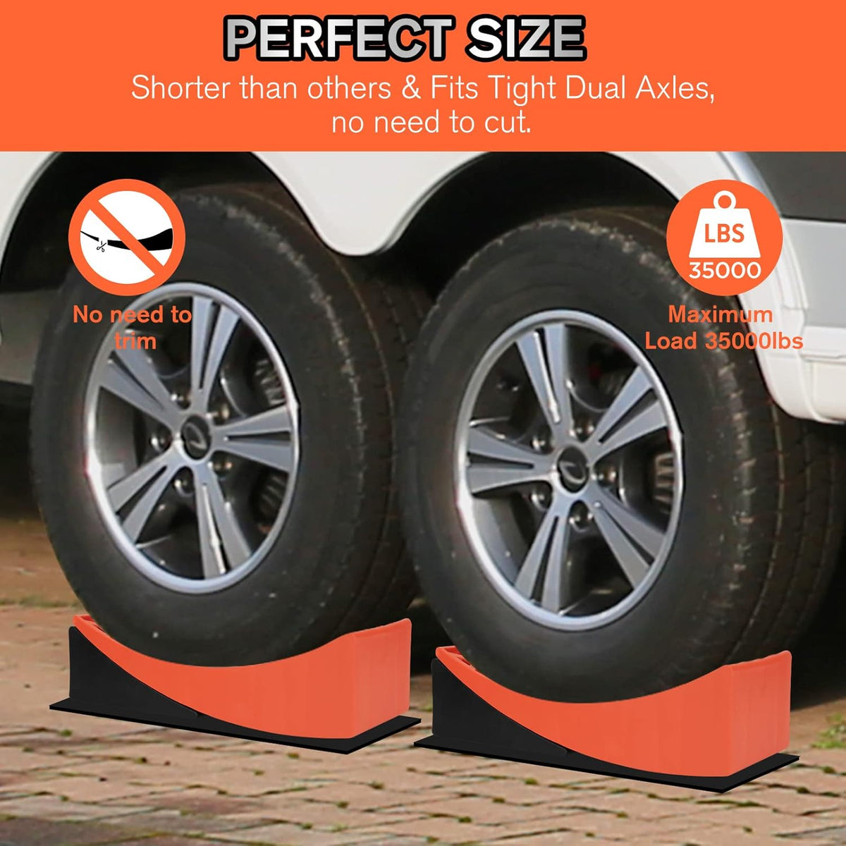 RV Camper Leveler Kit, 2 Packs Heavy Duty Curved RV Leveling Blocks Ramp Wheel Chock D8049