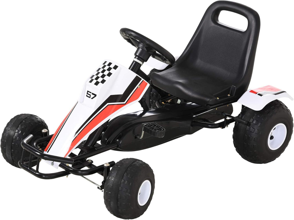Pedal Go Kart Ride on Car with Adjustable Seat, Plastic Wheels, Handbrake and Shift Lever, Black Q246