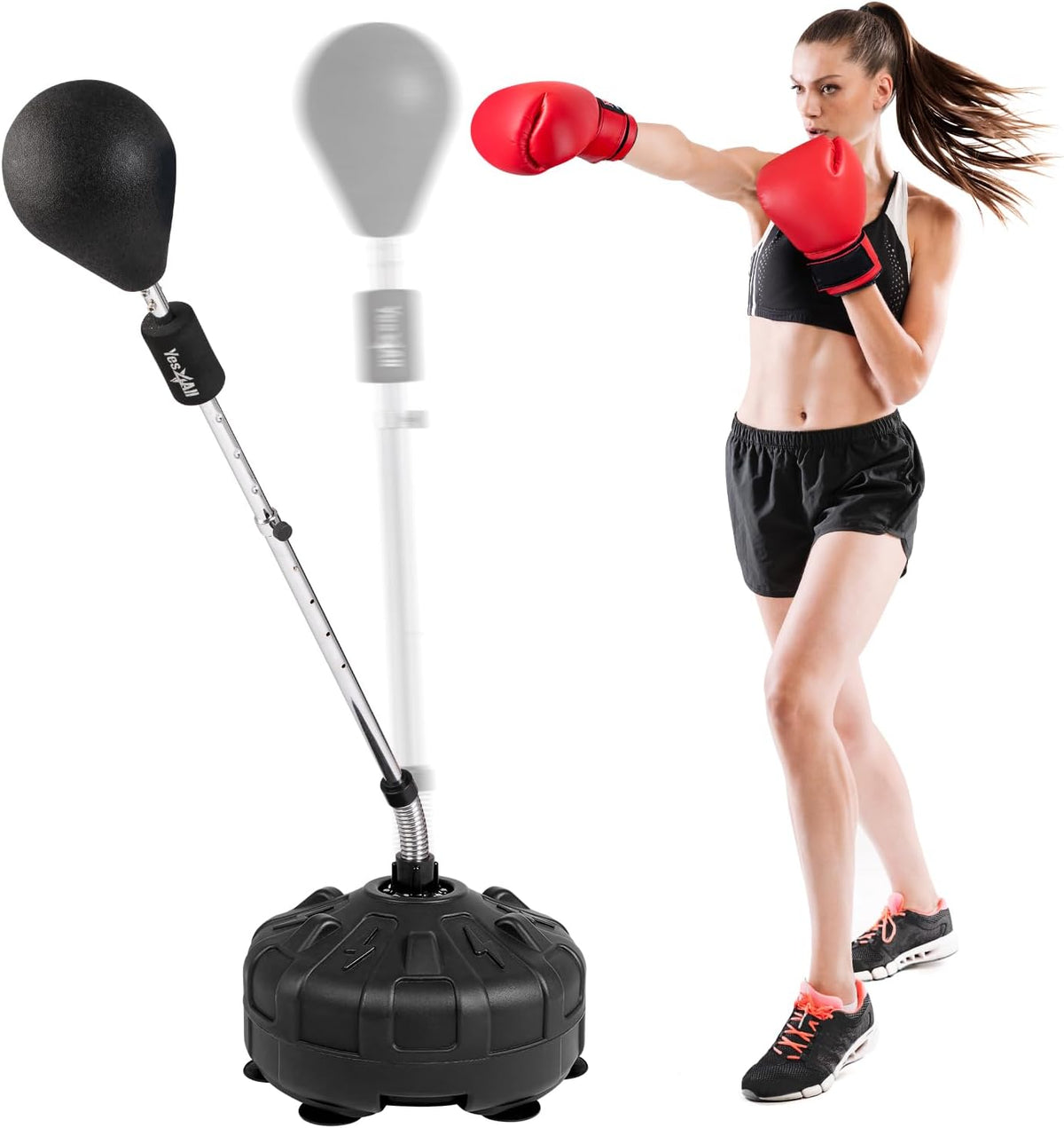 Punching Bag with Stand, Adjustable Height, PU Leather Speed Reflex Ball F507