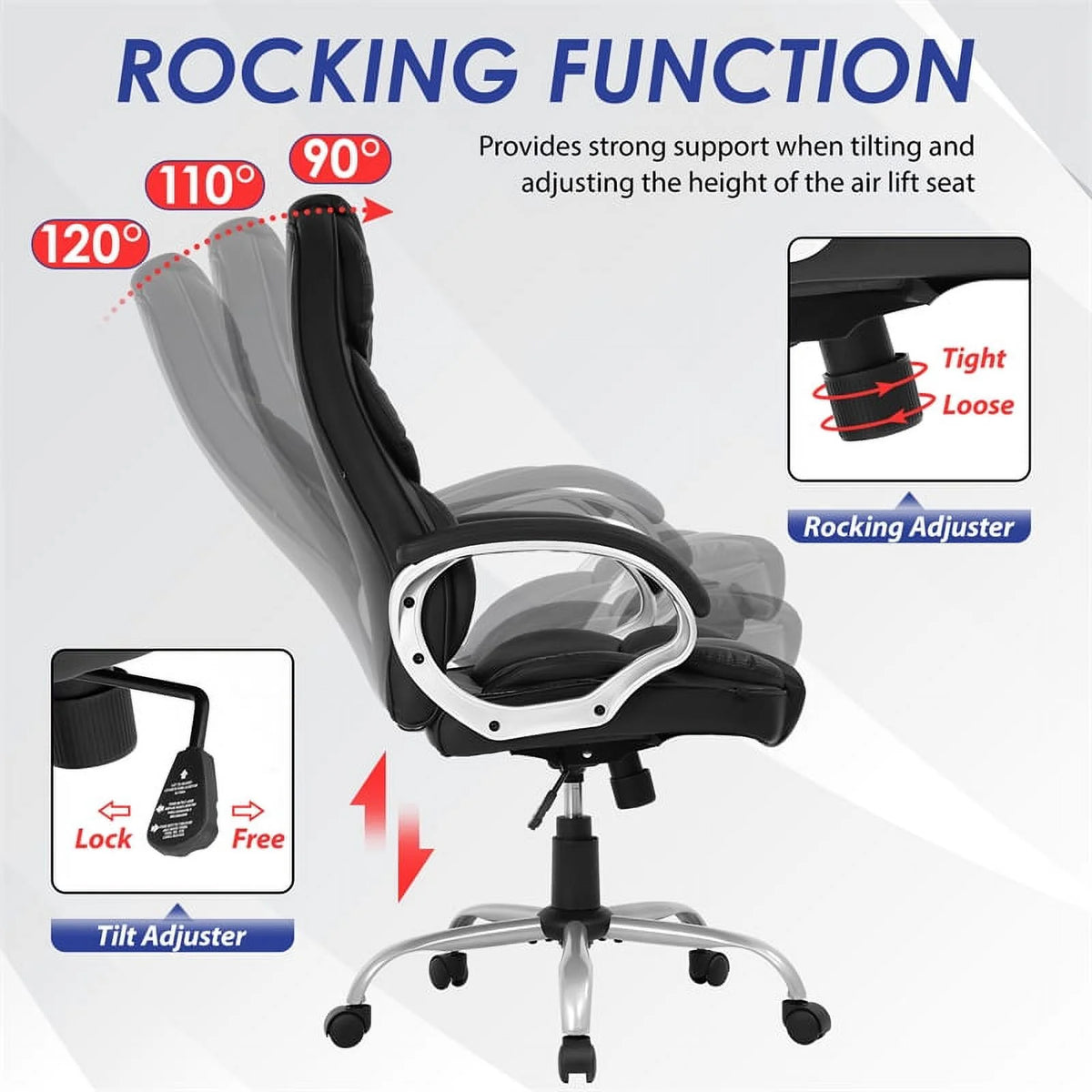 Black Faux Leather High Back Desk Chair V143893