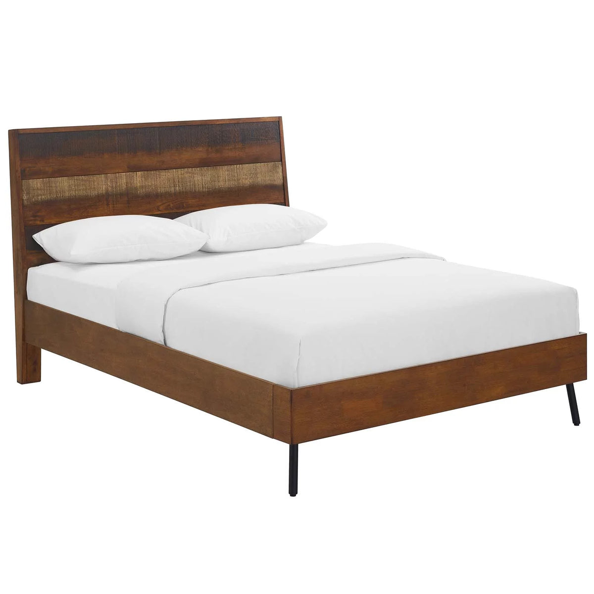Queen Rustic Wood Bed in Walnut N12864