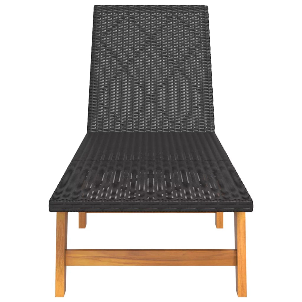 Black and Brown Poly Rattan and Solid Wood Acacia Sun Loungers 2 pcs A740124