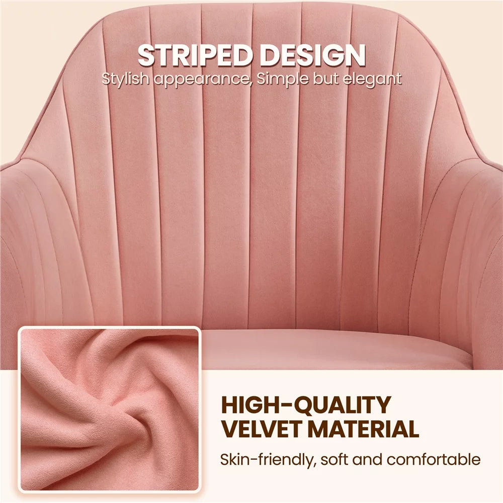 Pink Velvet Mid-Back Task Chair with Armrests H51501