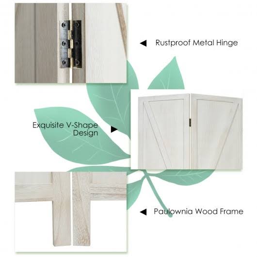 4 Panels Folding Wooden Room Divider White T669
