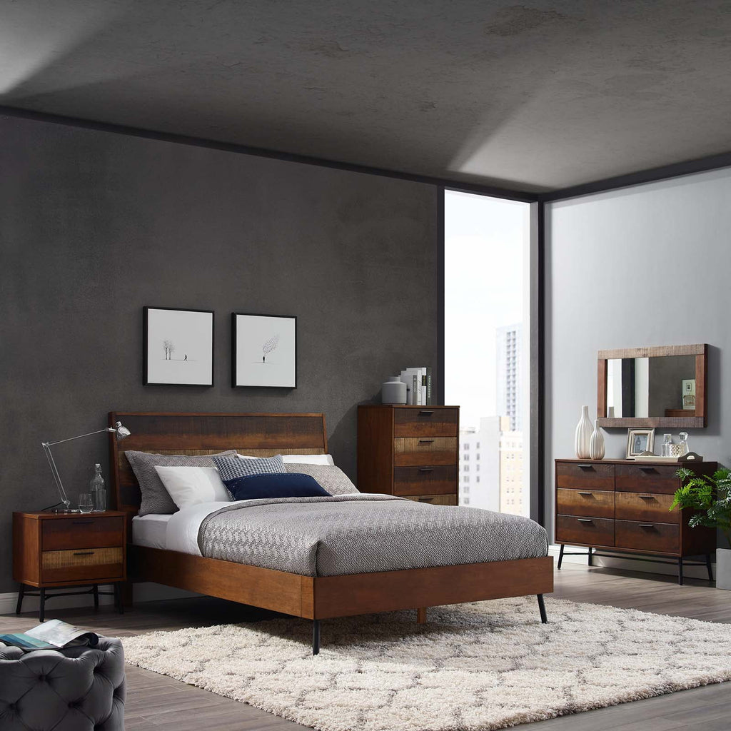 Queen Rustic Wood Bed in Walnut N12864