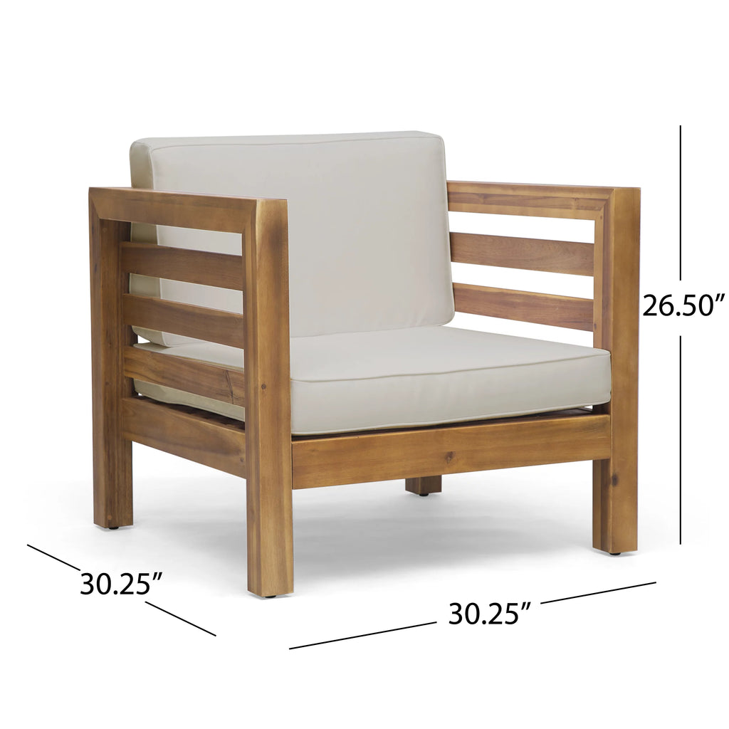 Acacia Wood 5 Seater Sofa and Club Chair Set with Cushions R688