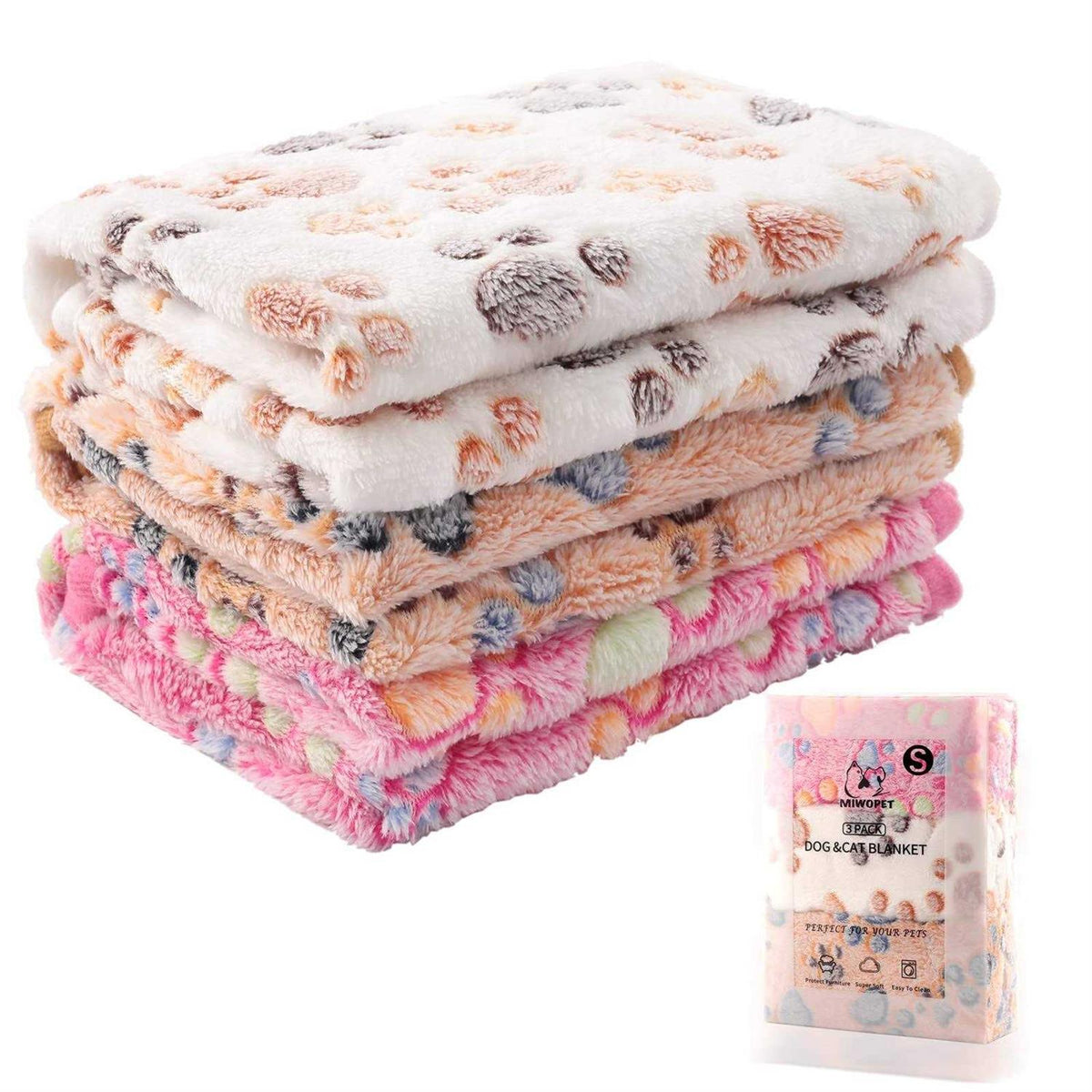 3 Pack Soft Warm Fleece Flannel Pet Blanket N48654