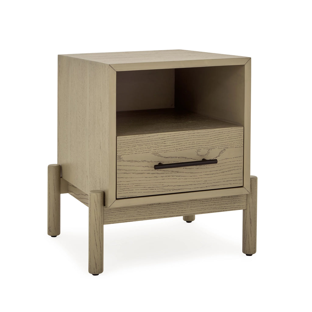 Oak Finish 1 Drawer Solid Wood Nightstand Y142021
