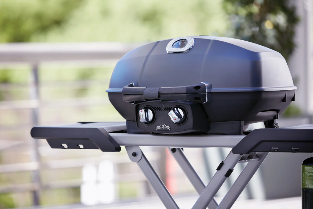 Portable Propane Gas Grill with Scissor Cart, Black N137042