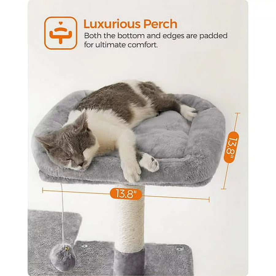 Light Gray Cat Tree with Scratching Posts Hammock A69456