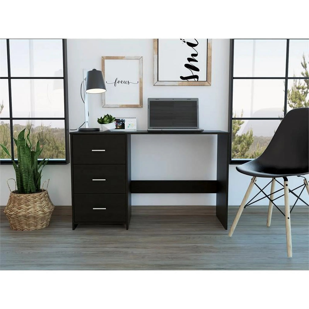 Black Computer Desk with Three Drawers H13757