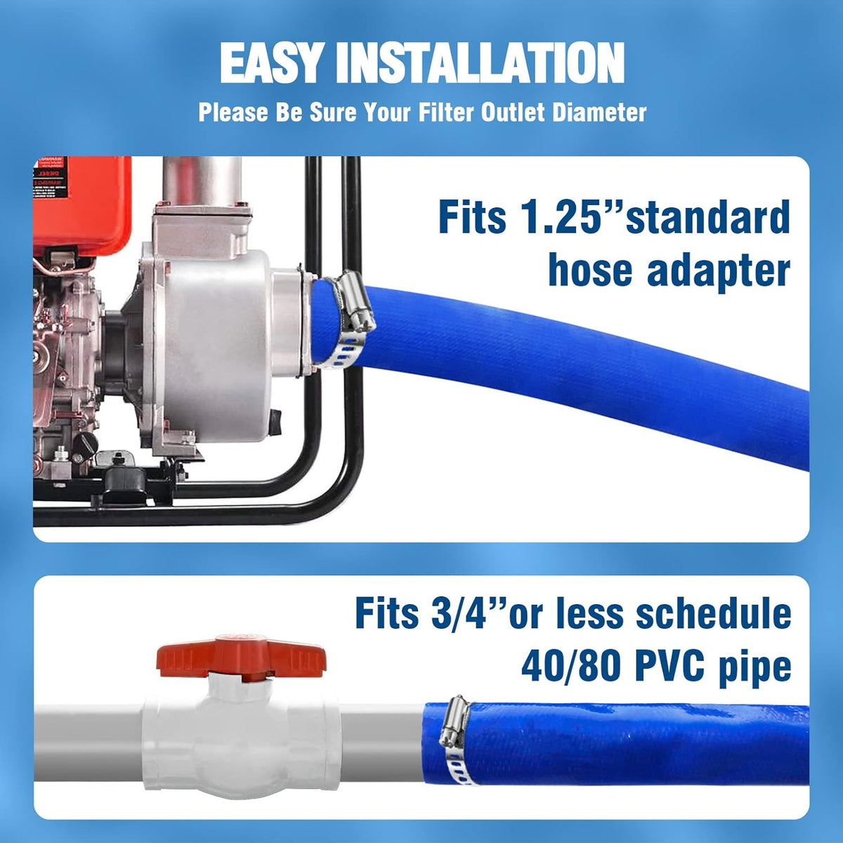 2 Dia x 100 ft Heavy Duty Reinforced Lay Flat Discharge Hose K4725