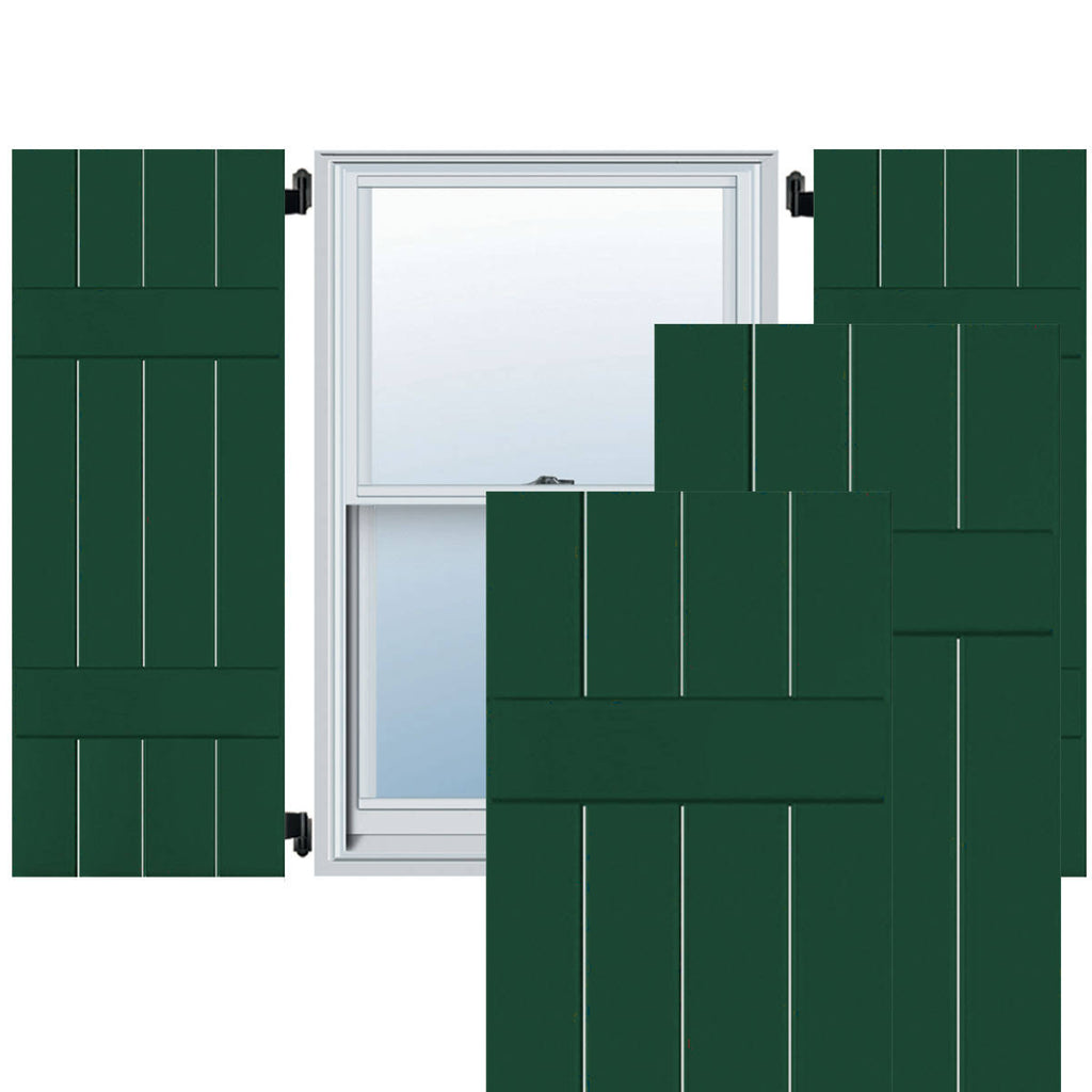 Chrome Green Real Wood Cedar Board-n-Batten Shutters Per Pair R841278