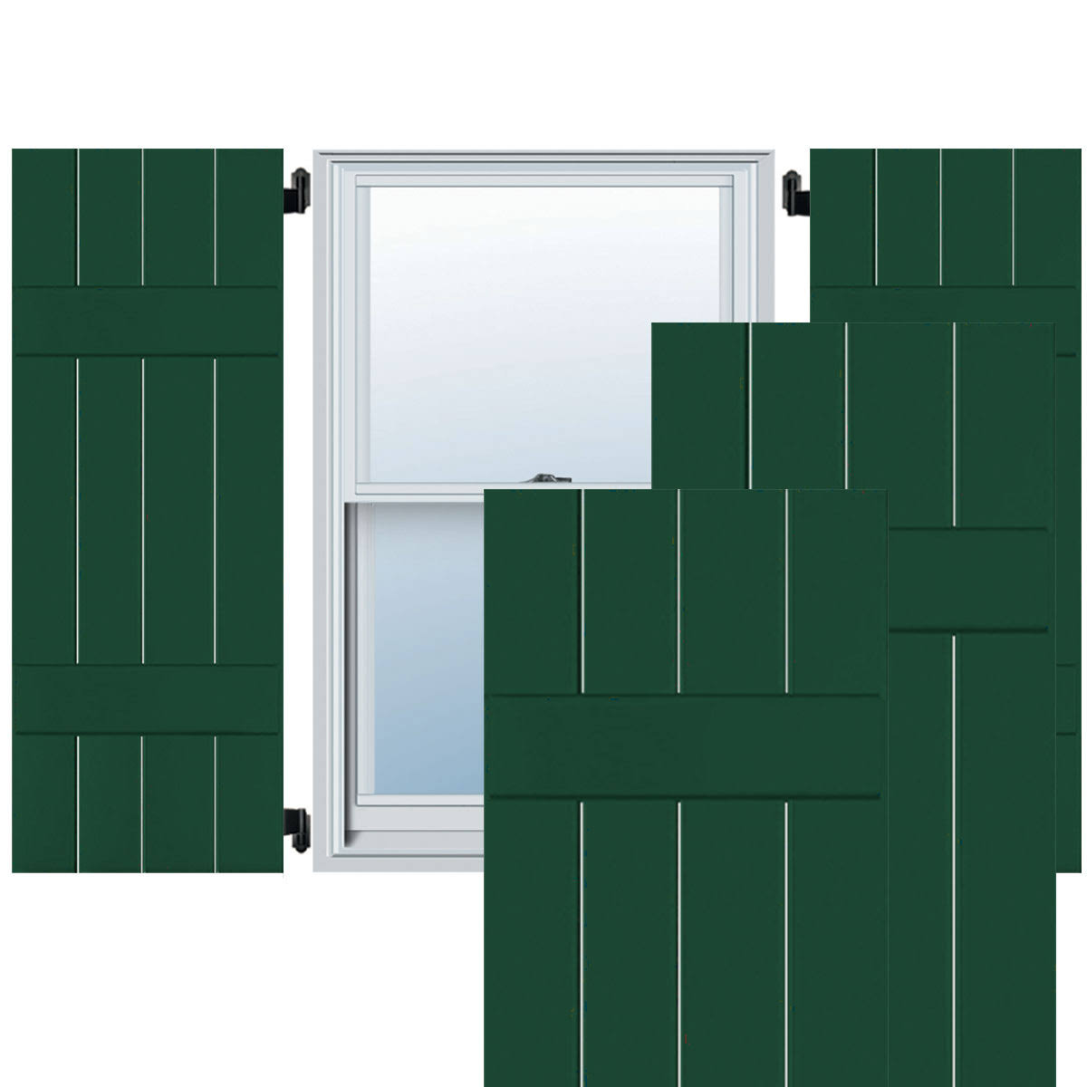 Chrome Green Real Wood Cedar Board-n-Batten Shutters Per Pair R841278