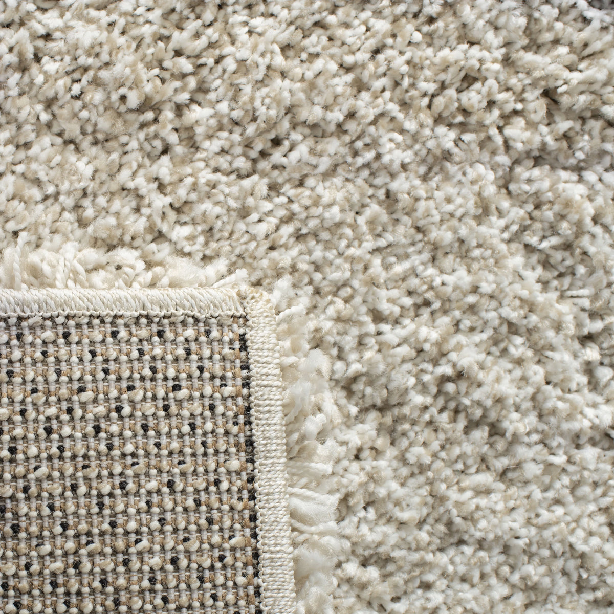 Ivory Grey Geometric Shag Area Rug 11' x 15' W47540