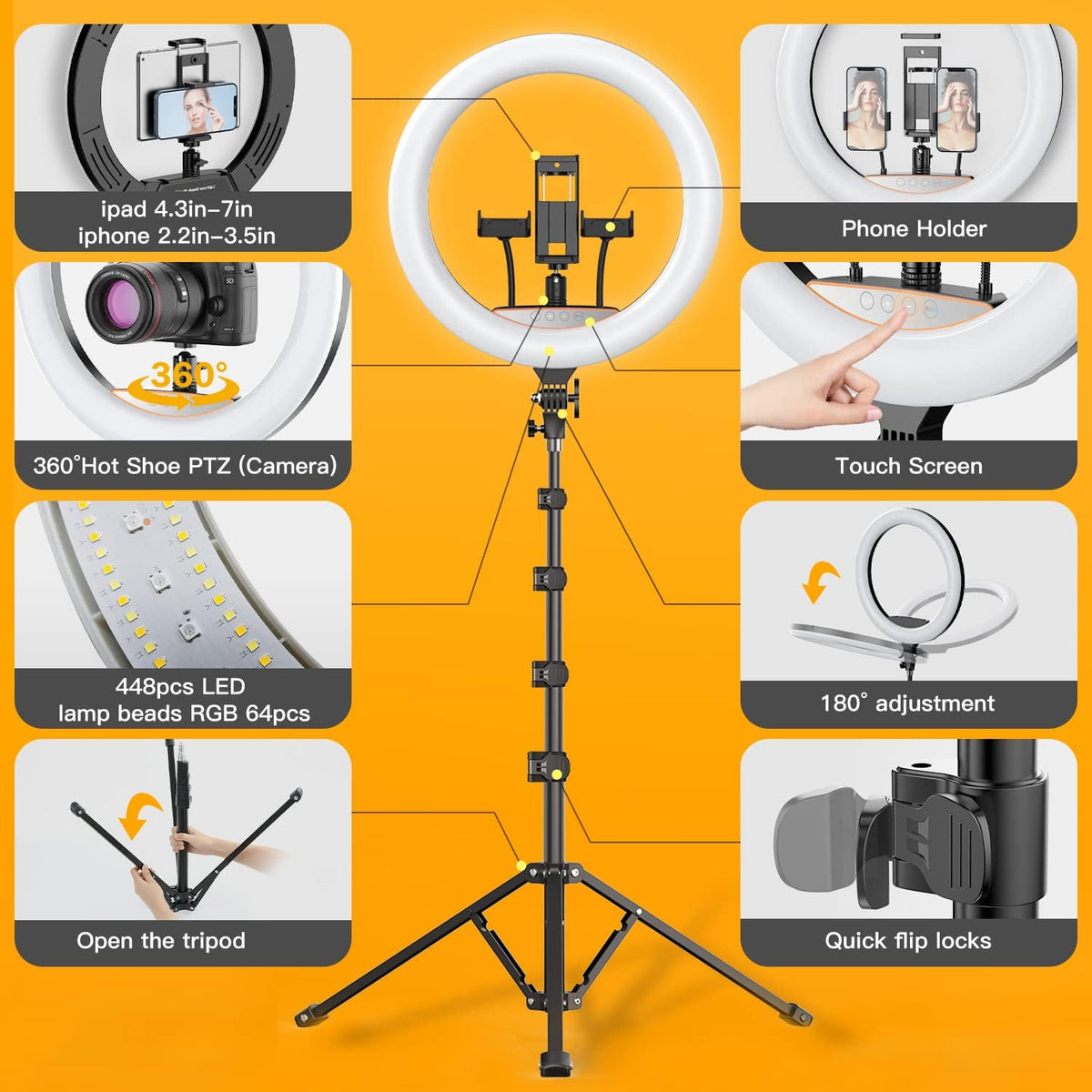 18 inch RGB Ring Light with Tripod Stand Q41357