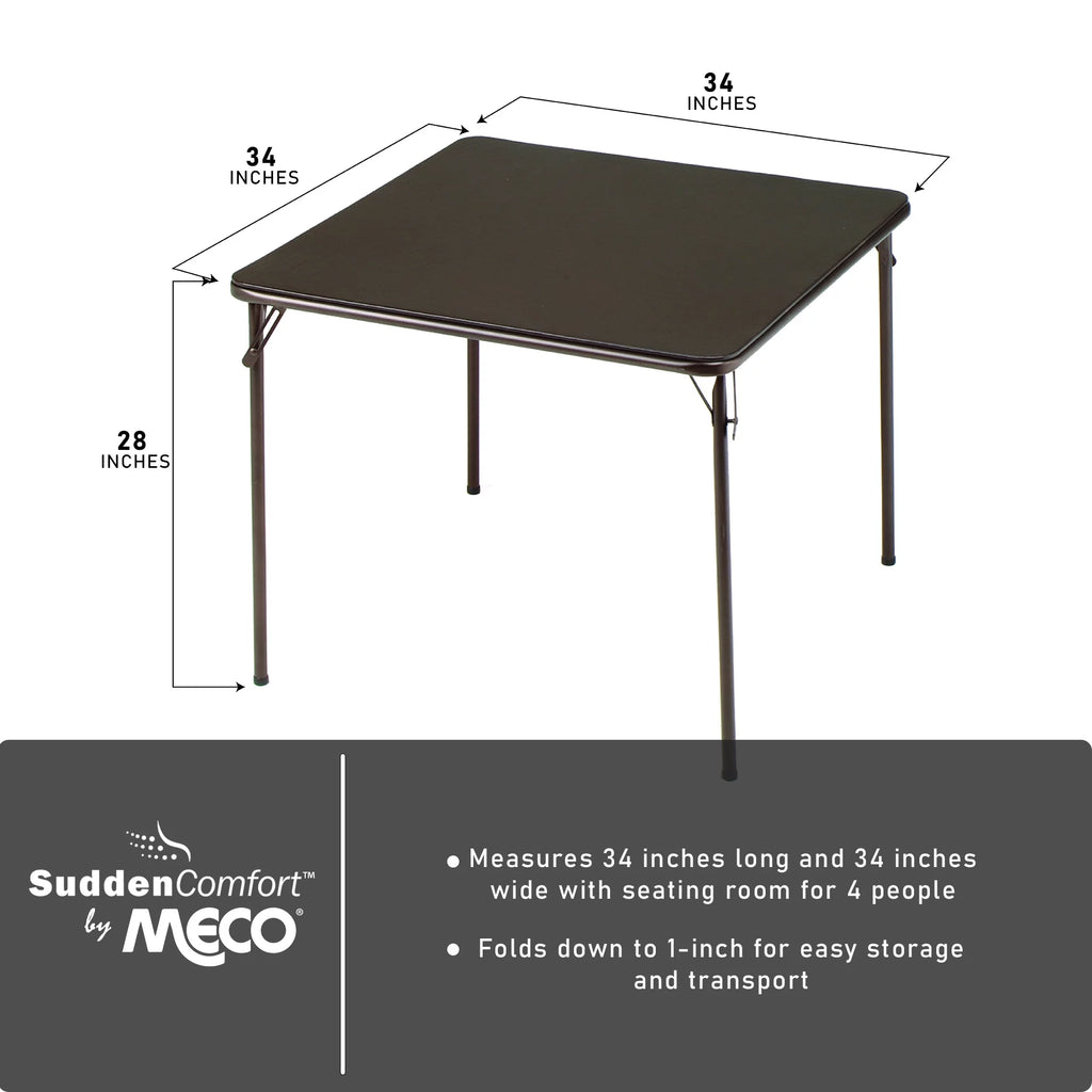 Black Square Metal Folding Dining Card Table D799613