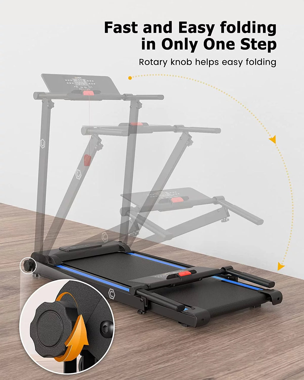 Folding Treadmill 2.25HP Portable Compact with 12 HIIT Modes H77851