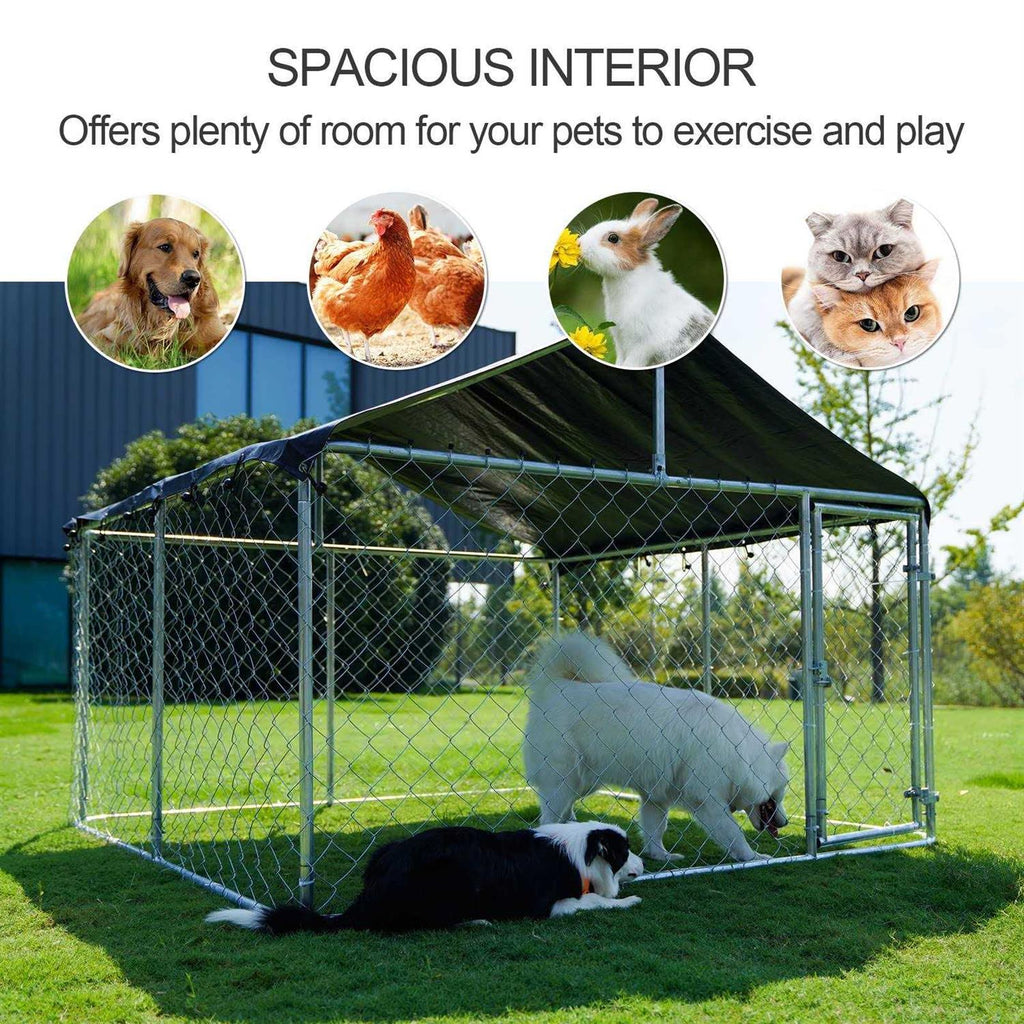 Outdoor Dog Kennel Heavy Duty with Galvanized Chain Link N861409