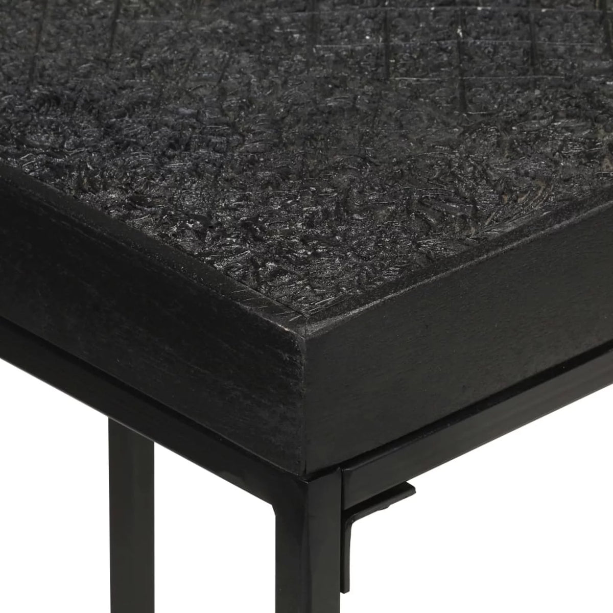 Black 43.3in Solid Acacia and Mango Wood Console Table V16392
