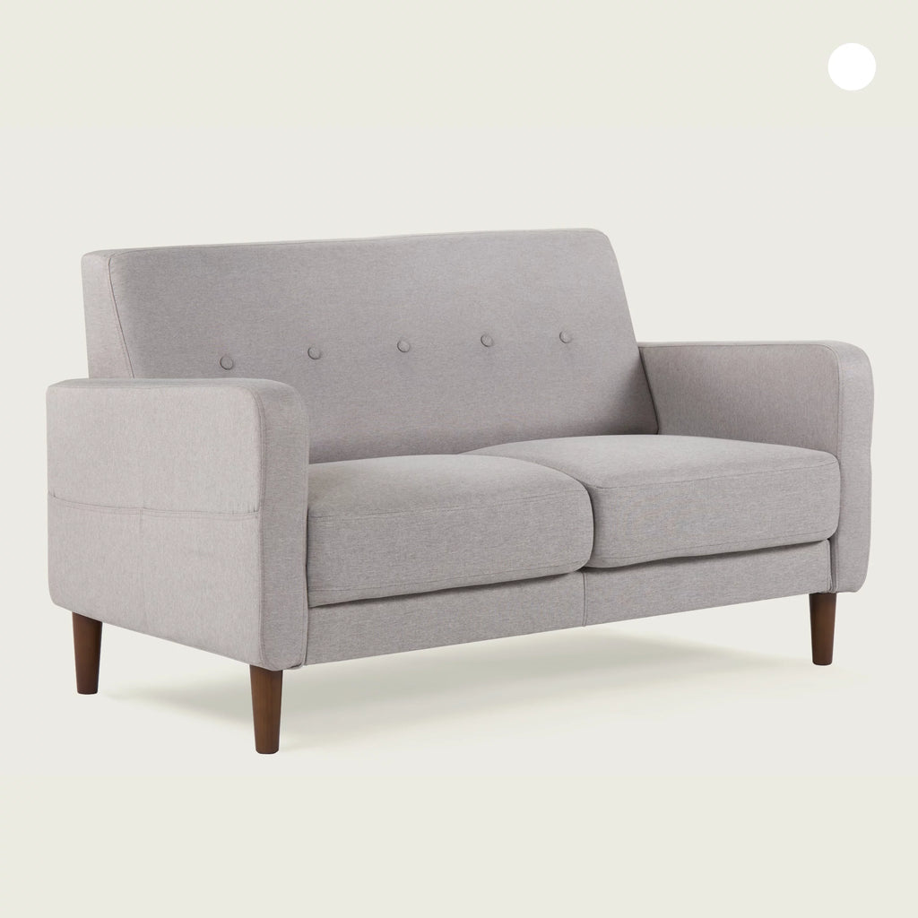 Light Grey Fabric Loveseat with Armrest Pockets L295