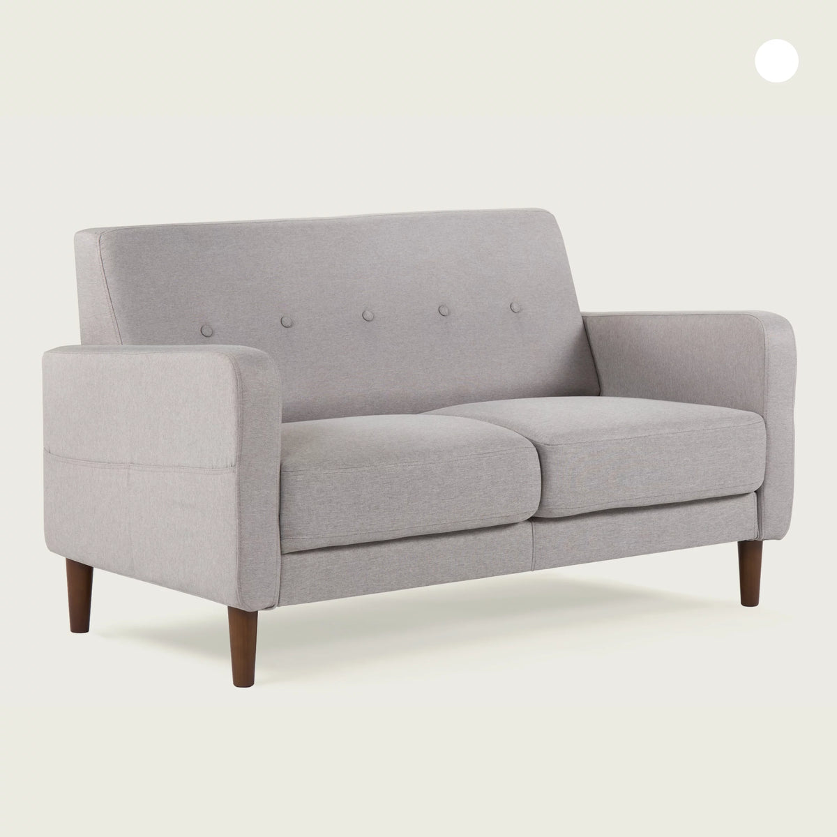 Light Grey Fabric Loveseat with Armrest Pockets L295