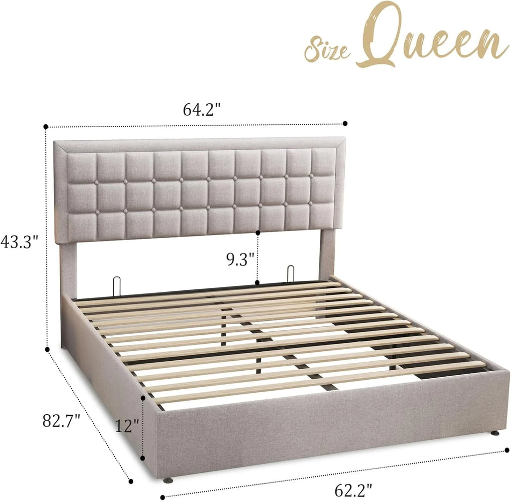 King Size Lift Up Storage Upholstered Platform Bed Frame K59391