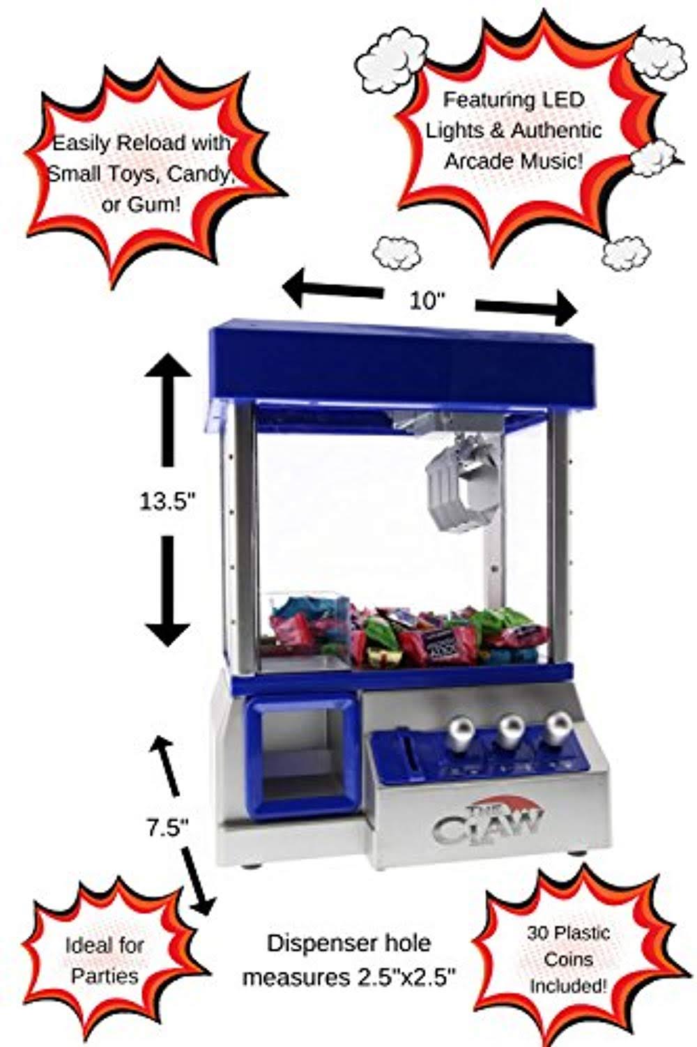 Blue Electronic Candy Grabber Machine Arcade Game with LED Lights A368