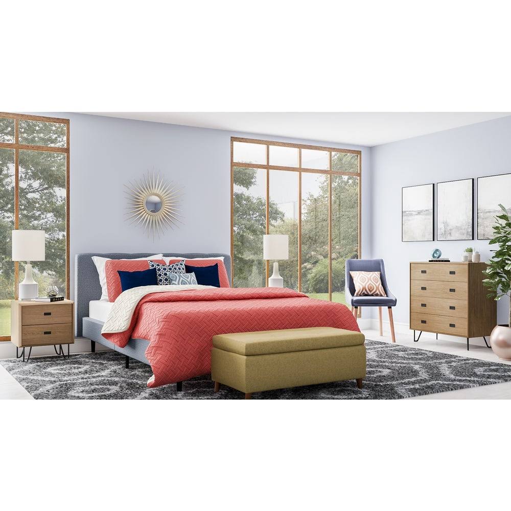 Light Blue Storage Ottoman Bench Q4978