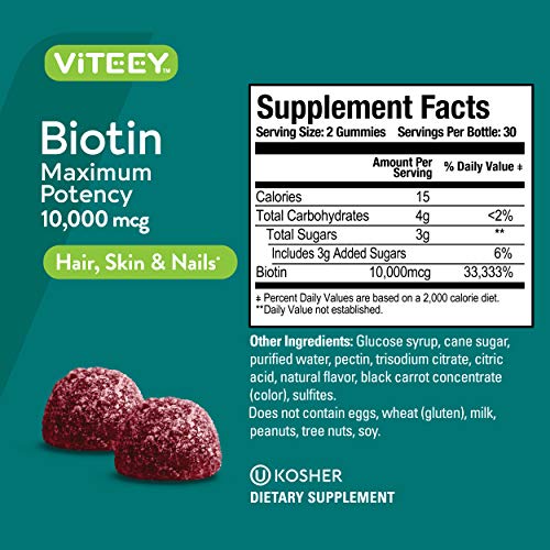10,000mcg Biotin Gummies for Hair Skin and Nails R906096