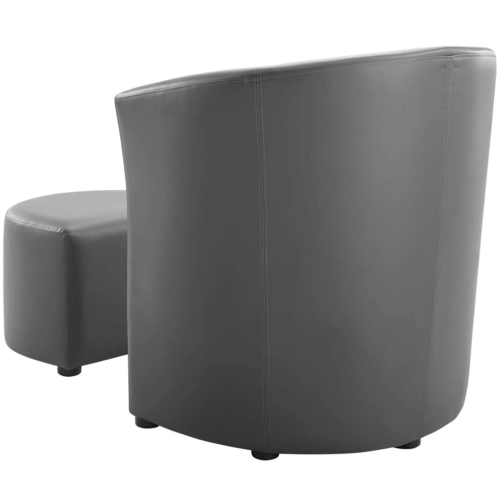 Grey Faux Leather Armchair and Ottoman A673
