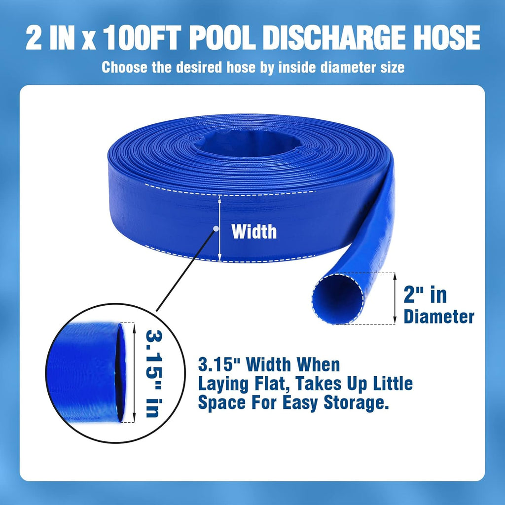2 Dia x 100 ft Heavy Duty Reinforced Lay Flat Discharge Hose K4725