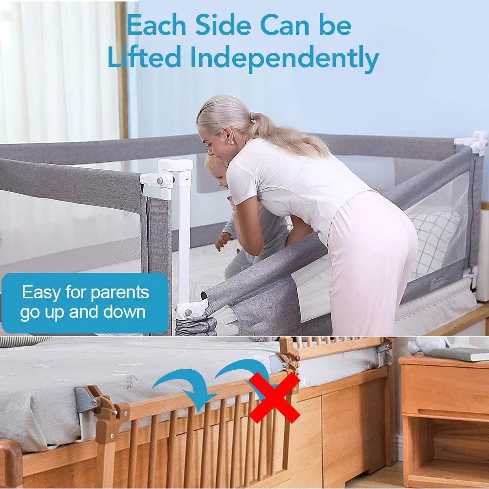 Light Gray Height-Adjustable Breathable Fabric Bed Rail Y97873