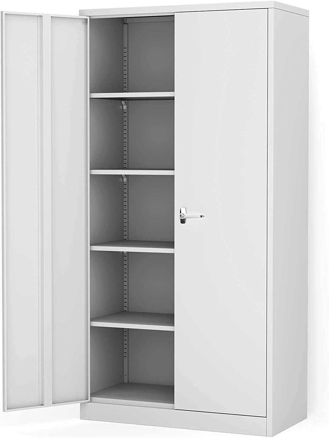 Black Locking Metal Storage Cabinet with 2 Doors and 2 Adjustable Shelves S474