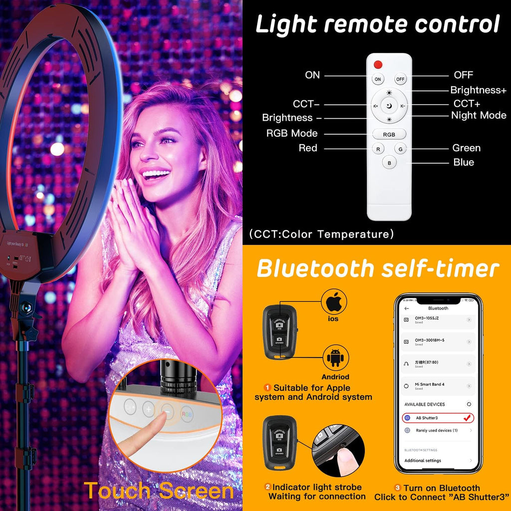 18 inch RGB Ring Light with Tripod Stand Q41357
