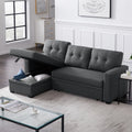 Dark Gray Linen Sleeper Sofa with Storage Chaise W228349
