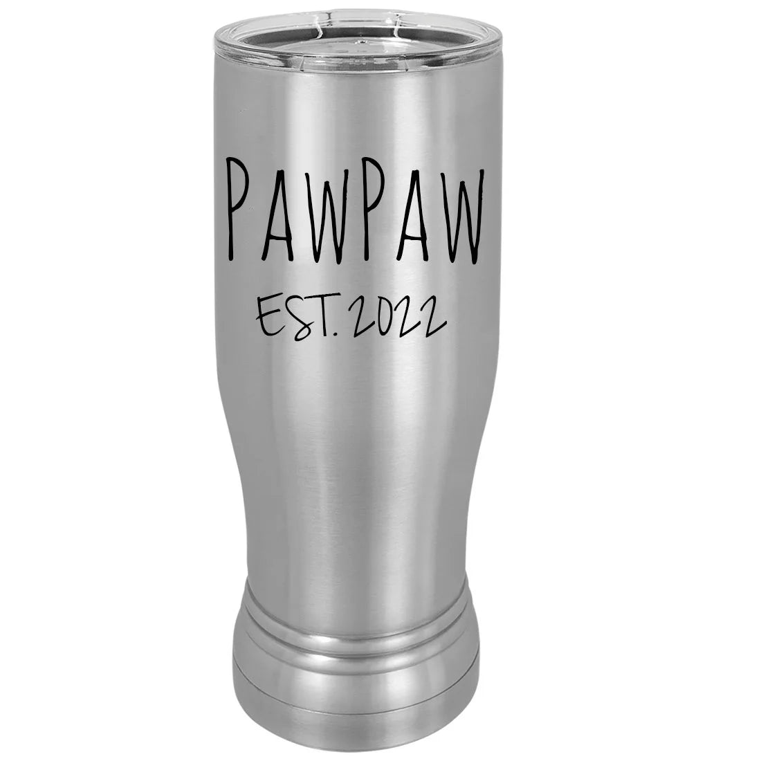 20 oz Silver Stainless Steel Insulated Pilsner Mug with Lid H9544