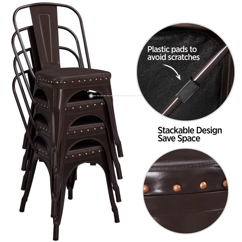 Brown Set of 4 Dining Chair with Cushion S269625