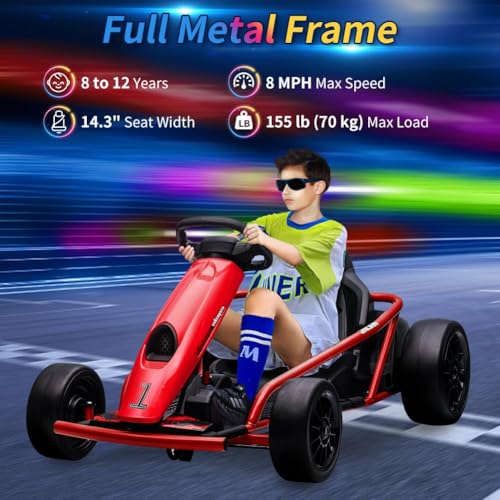 24V 9Ah Battery 300W*2 Motors 8MPH Drifting Go Kart White M7151