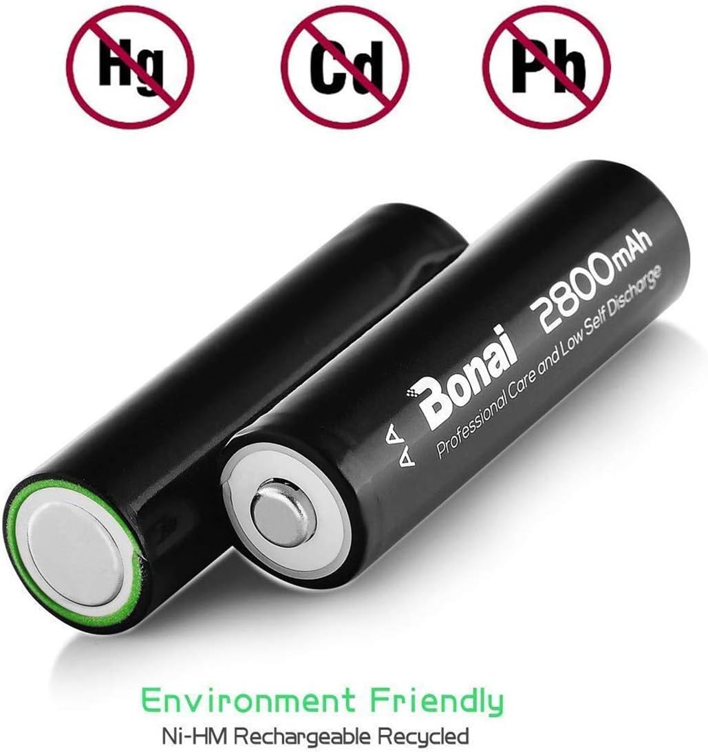 AA Rechargeable Batteries with Charger 8 Pack 2800mAh Ni-MH AA Set H273743