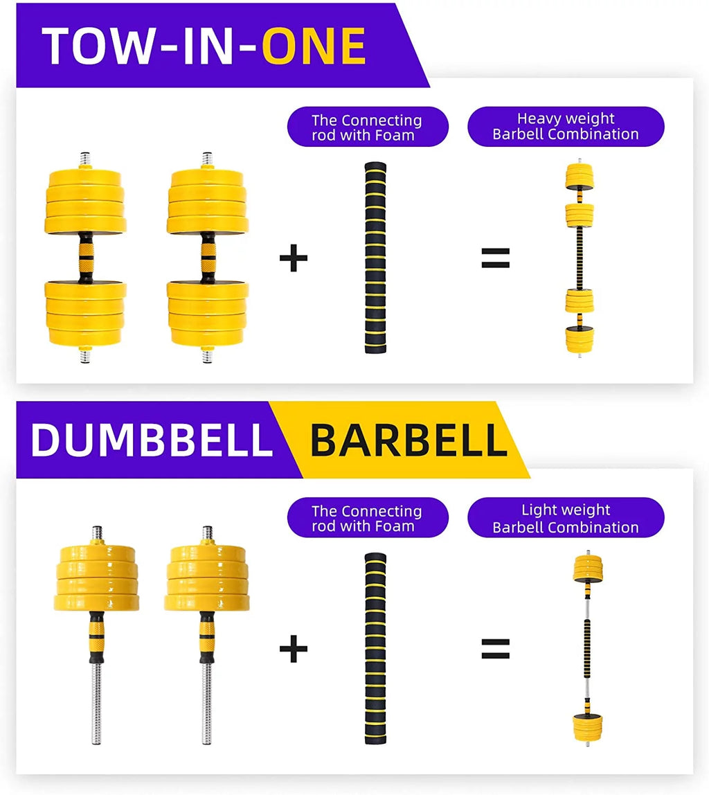 Adjustable Dumbbell Barbell Weight Pair 2-in-1 Set 22Lb A789