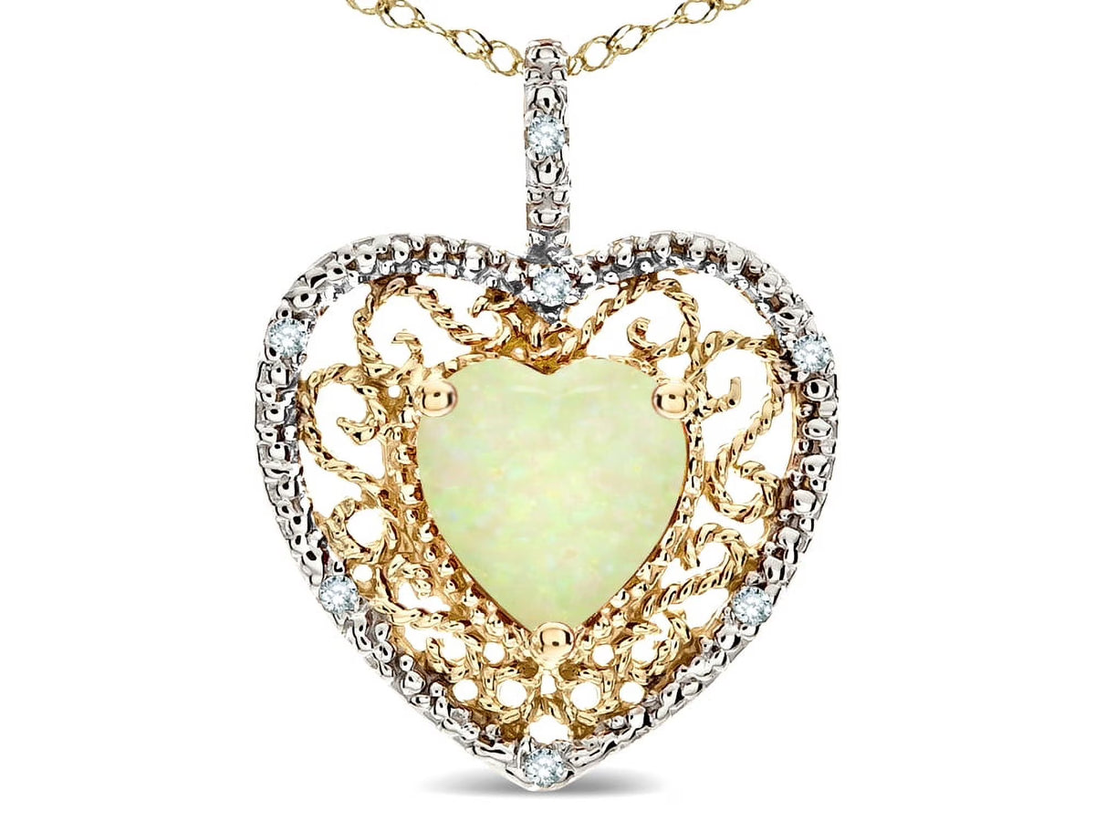 14k Yellow Gold Heart Pendant Necklace H366