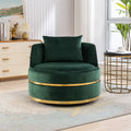Green Velvet Round Barrel Accent Chair with Seat Cushion C5925